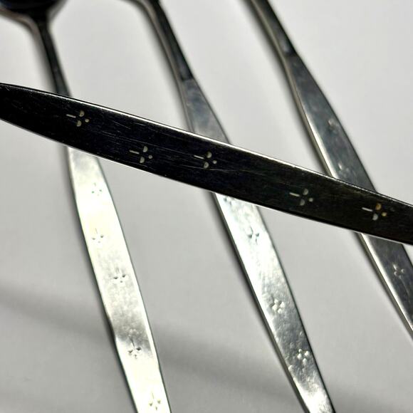 Oneida Community CELEBRITY Stainless 4 Iced Tea Spoons MCM w/ White Stars - Picture 9 of 11